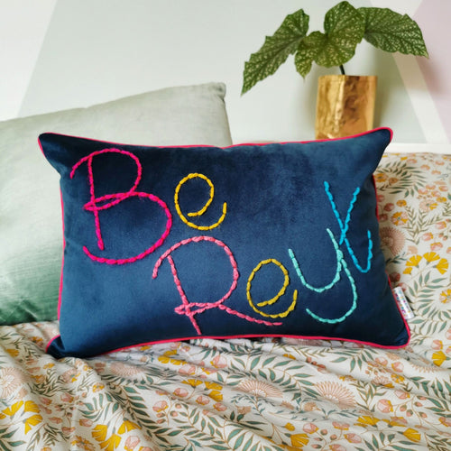 Be Reyt Embroidered Velvet Cushion