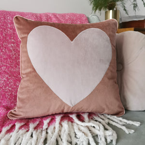 Pink Heart Velvet Cushion