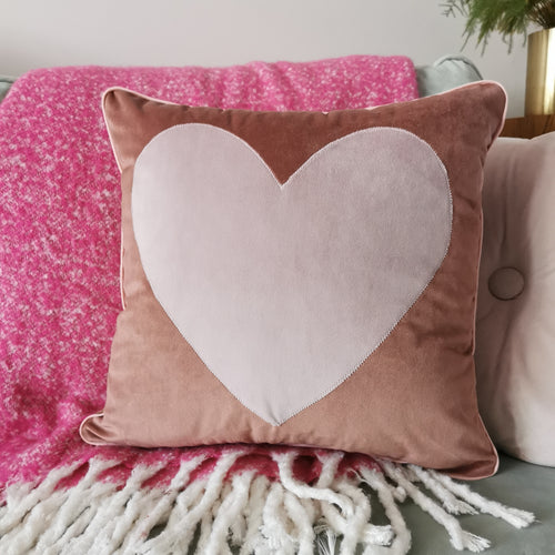 Pink Heart Velvet Cushion