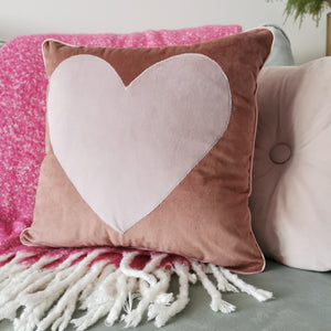 Pink Heart Velvet Cushion