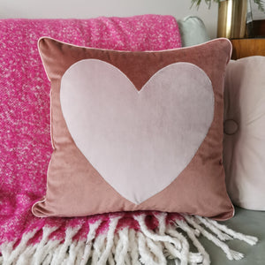 Pink Heart Velvet Cushion