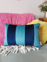 Load image into Gallery viewer, Blue Stripe Velvet Cushion