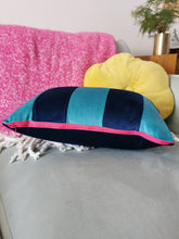 Load image into Gallery viewer, Blue Stripe Velvet Cushion