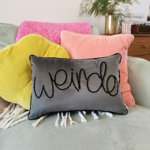 Weirdo Embroidered Velvet Cushion