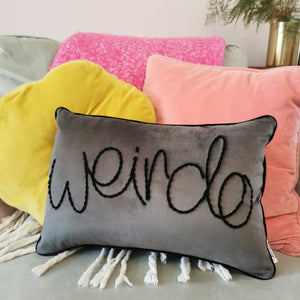 Weirdo Embroidered Velvet Cushion