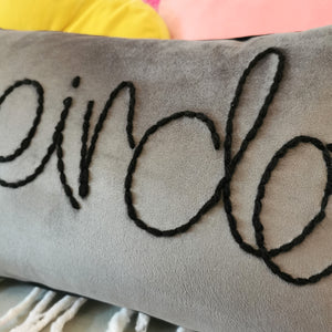 Weirdo Embroidered Velvet Cushion