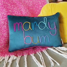 Load image into Gallery viewer, Mardy Bum Colourful Embroidered Velvet Cushion