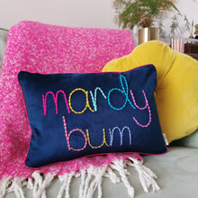 Load image into Gallery viewer, Mardy Bum Colourful Embroidered Velvet Cushion