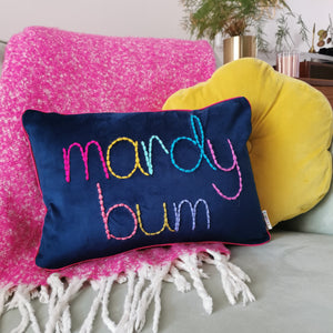 Mardy Bum Colourful Embroidered Velvet Cushion