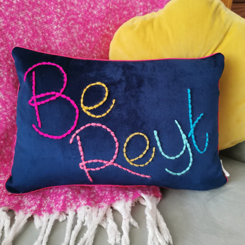 Be Reyt Embroidered Velvet Cushion