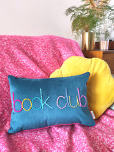 Load image into Gallery viewer, Book Club Embroidered Velvet Cushion