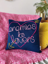 Load image into Gallery viewer, Enemies to Lovers Embroidered Velvet Cushion