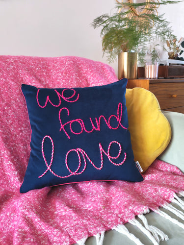 We Found Love Embroidered Velvet Cushion