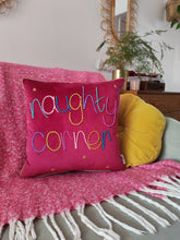 Load image into Gallery viewer, Naughty Corner Embroidered Velvet Cushion