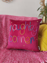 Load image into Gallery viewer, Naughty Corner Embroidered Velvet Cushion