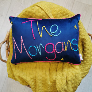 Family Team Embroidered Cushion