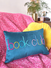 Load image into Gallery viewer, Book Club Embroidered Velvet Cushion