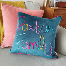 Load image into Gallery viewer, Personalised Colourful Velvet Cushion