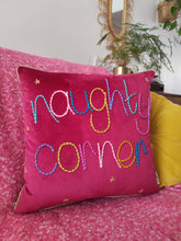Load image into Gallery viewer, Naughty Corner Embroidered Velvet Cushion