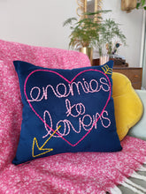 Load image into Gallery viewer, Enemies to Lovers Embroidered Velvet Cushion