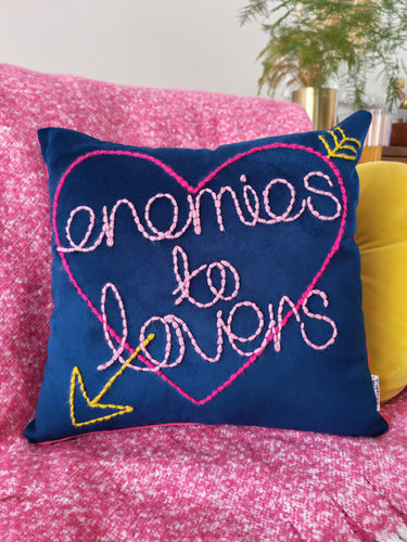 Enemies to Lovers Embroidered Velvet Cushion