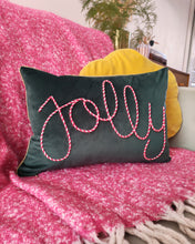 Load image into Gallery viewer, Jolly Embroidered Velvet Christmas Cushion