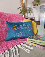 Load image into Gallery viewer, Reading Nook Colourful Embroidered Velvet Cushion