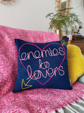 Load image into Gallery viewer, Enemies to Lovers Embroidered Velvet Cushion