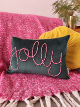 Load image into Gallery viewer, Jolly Embroidered Velvet Christmas Cushion