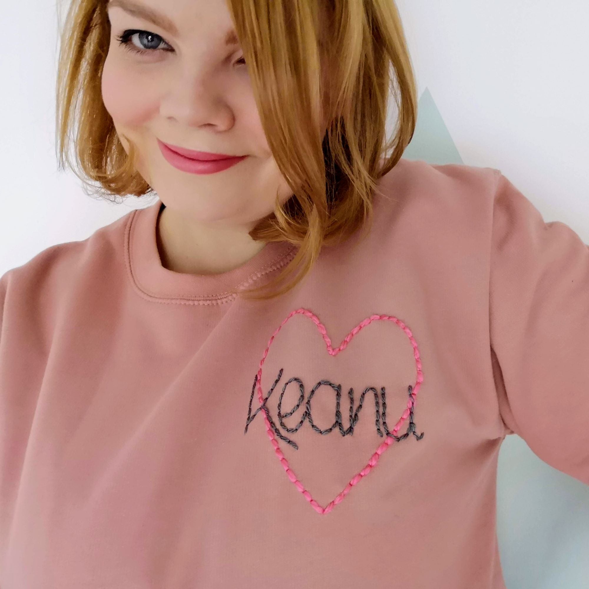 Love Heart Personalised Pink Sweater