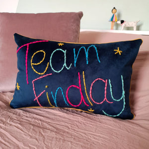 Family Team Embroidered Cushion
