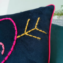 Load image into Gallery viewer, Love Heart Embroidered Velvet Cushion
