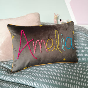 Rainbow Personalised Embroidered Cushion