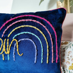 Personalised Rainbow Velvet Cushion