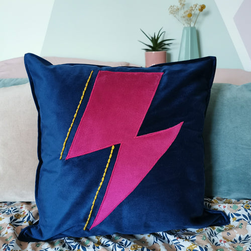 Lightning Bolt Velvet cushion