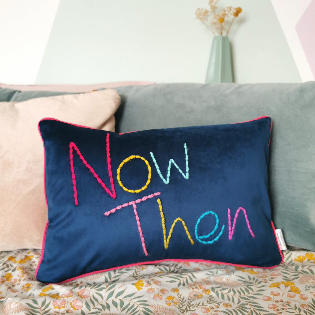 Now Then Embroidered Velvet Cushion