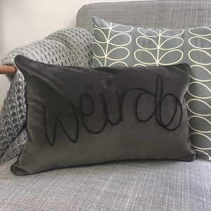 Weirdo Embroidered Velvet Cushion