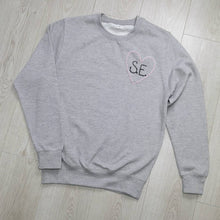 Load image into Gallery viewer, Love Heart Embroidered Grey Sweater