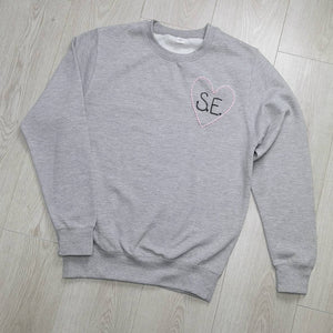 Love Heart Embroidered Grey Sweater