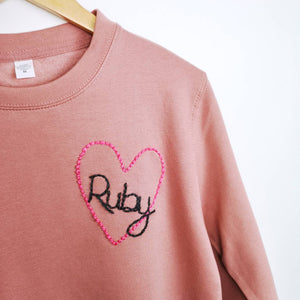 Love Heart Personalised Pink Sweater