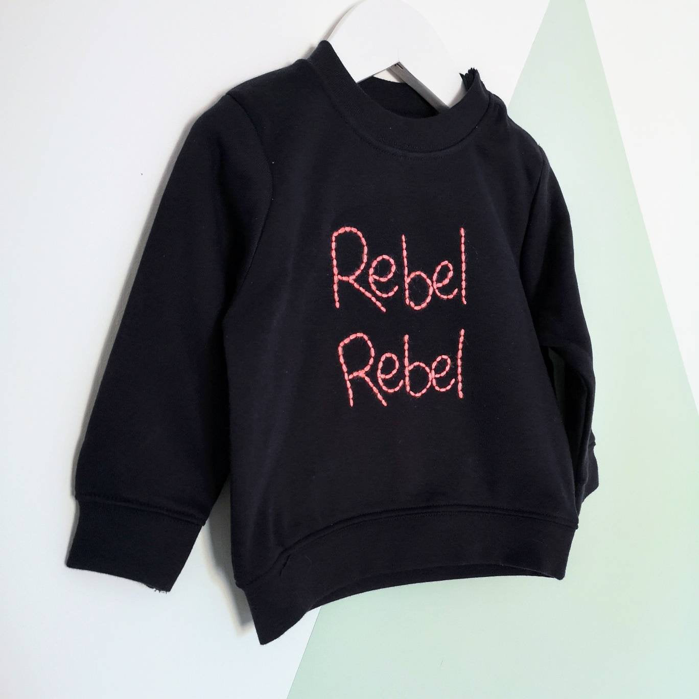 Rebel Rebel Hand Embroidered Sweater For Babies Toddlers