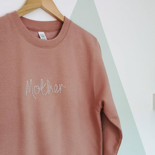 Mother Embroidered Dusky Pink Sweater
