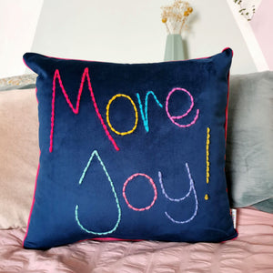More Joy Embroidered Velvet Cushion